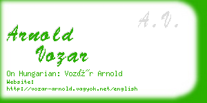 arnold vozar business card